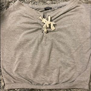 Grey off the shoulder shirt